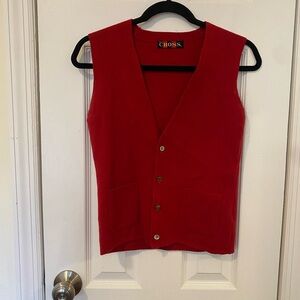 Red Knit Button-Up Vest